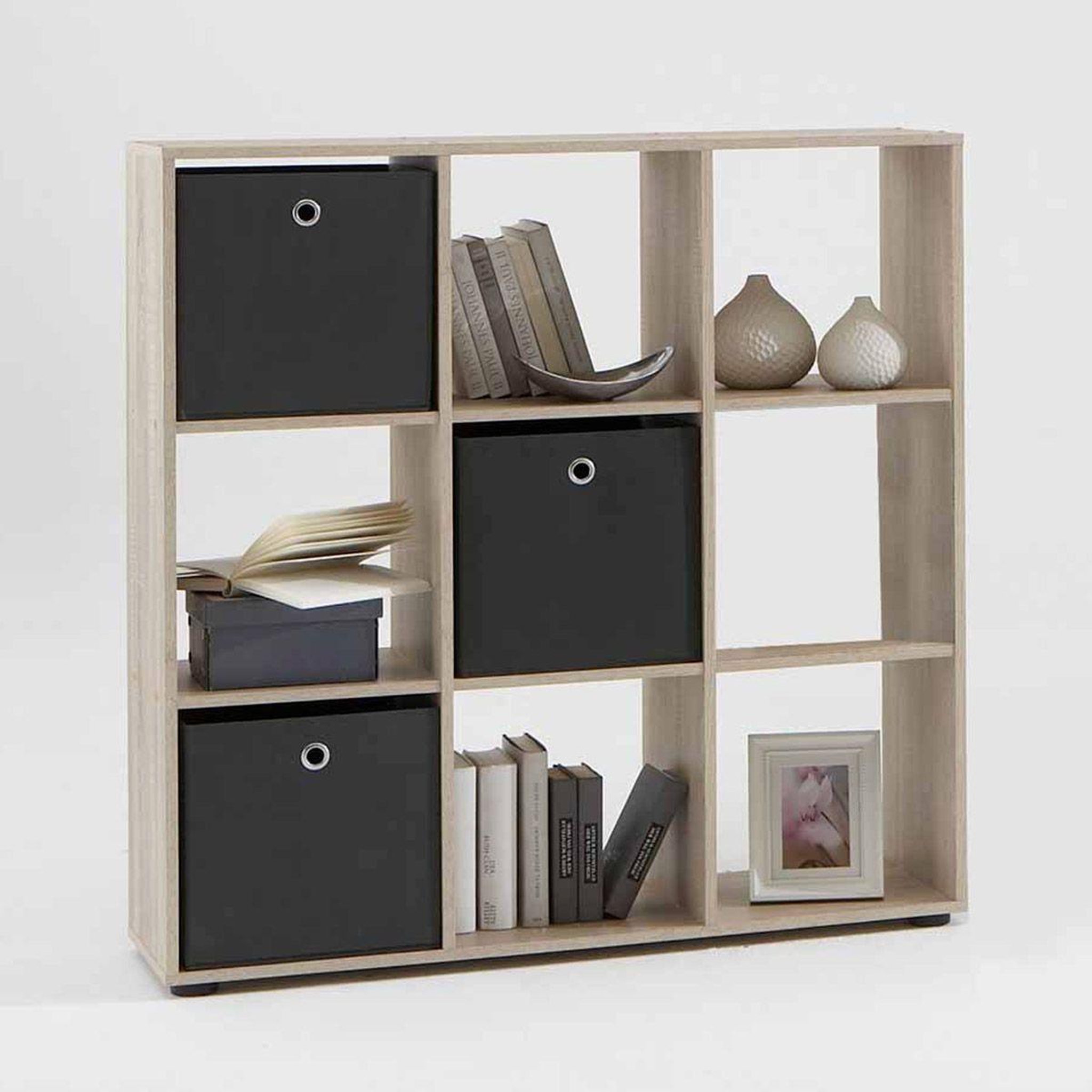 Voir la diapositive 2 : Paris Prix Étagère 9 cases design  gaman  108cm chêne