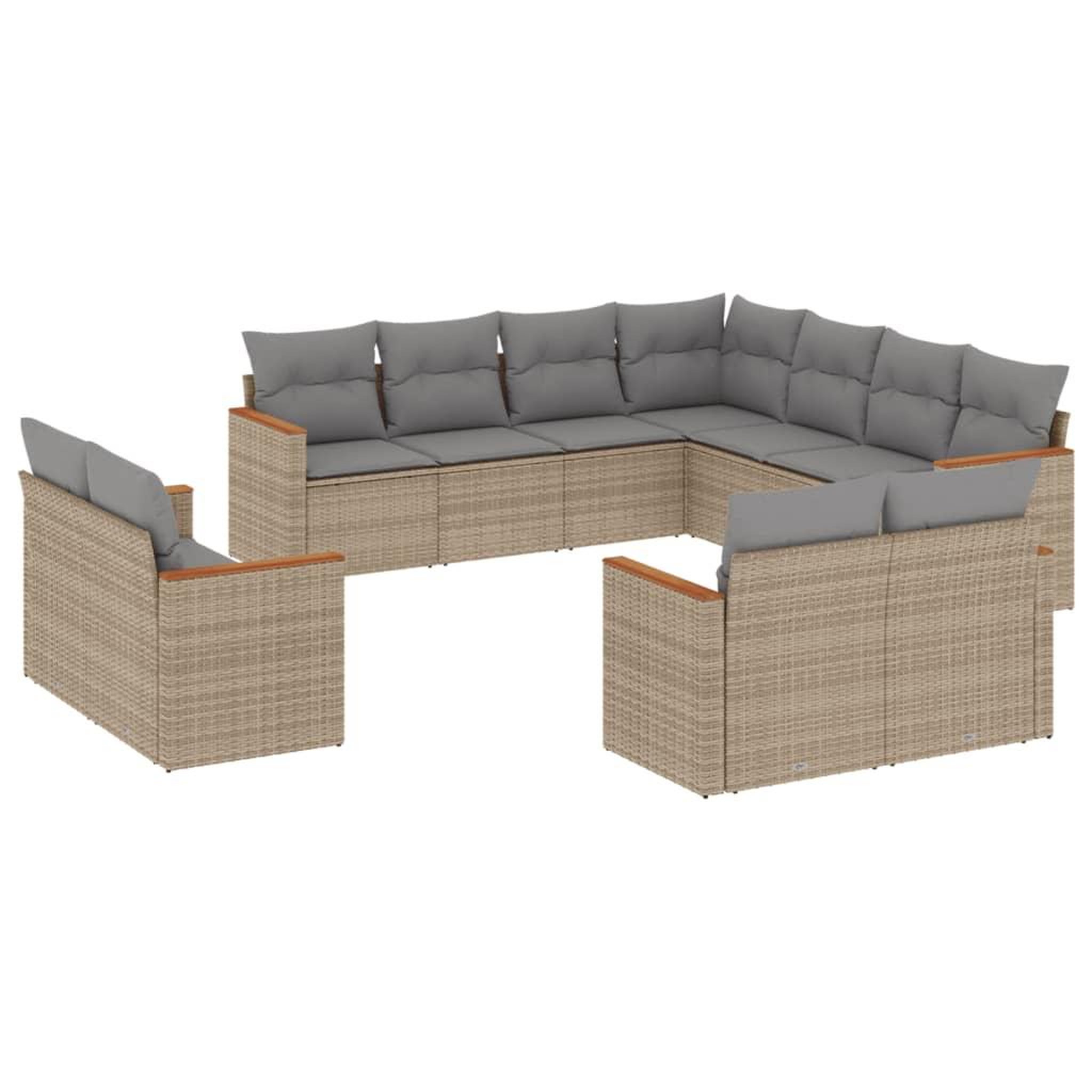 Voir la diapositive 2 : VIDAXL Salon de jardin 11 pcs avec coussins beige resine tressee