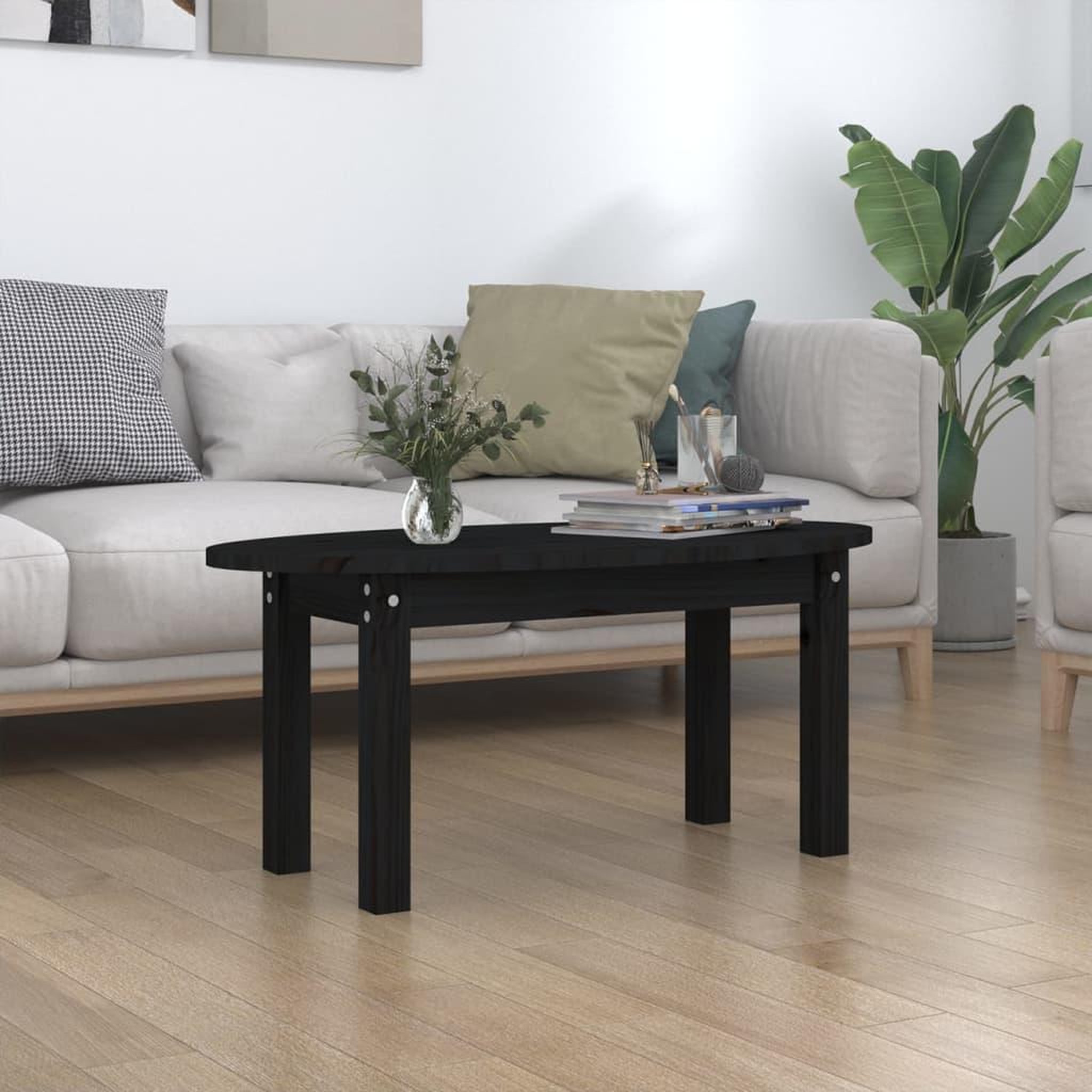 Voir la diapositive 1 : VIDAXL Table basse Noir 80x40x35 cm Bois massif de pin