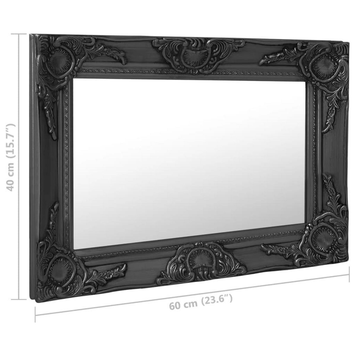 VIDAXL Miroir mural style baroque 60x40 cm noir