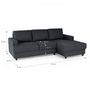 Voir la diapositive 4 : MARKET24 Canapé d'angle droit 4 places Paul - Tissu gris anthracite - L 215 x p 140 cm