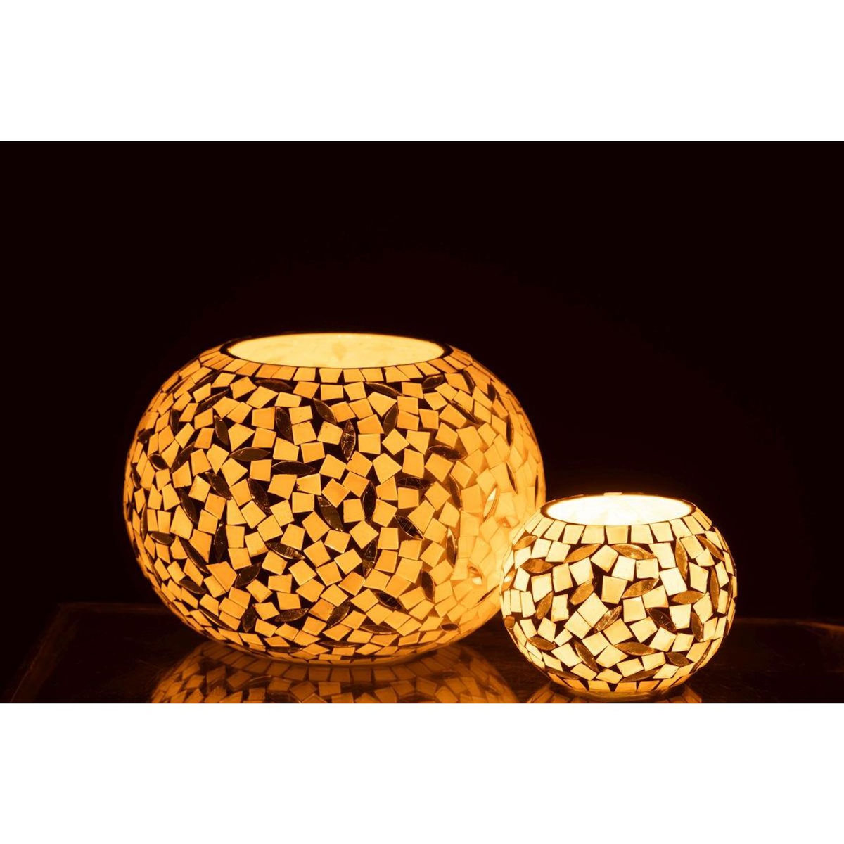 Paris Prix Photophore Mosaïque en Verre  Balle  20cm Blanc Cassé