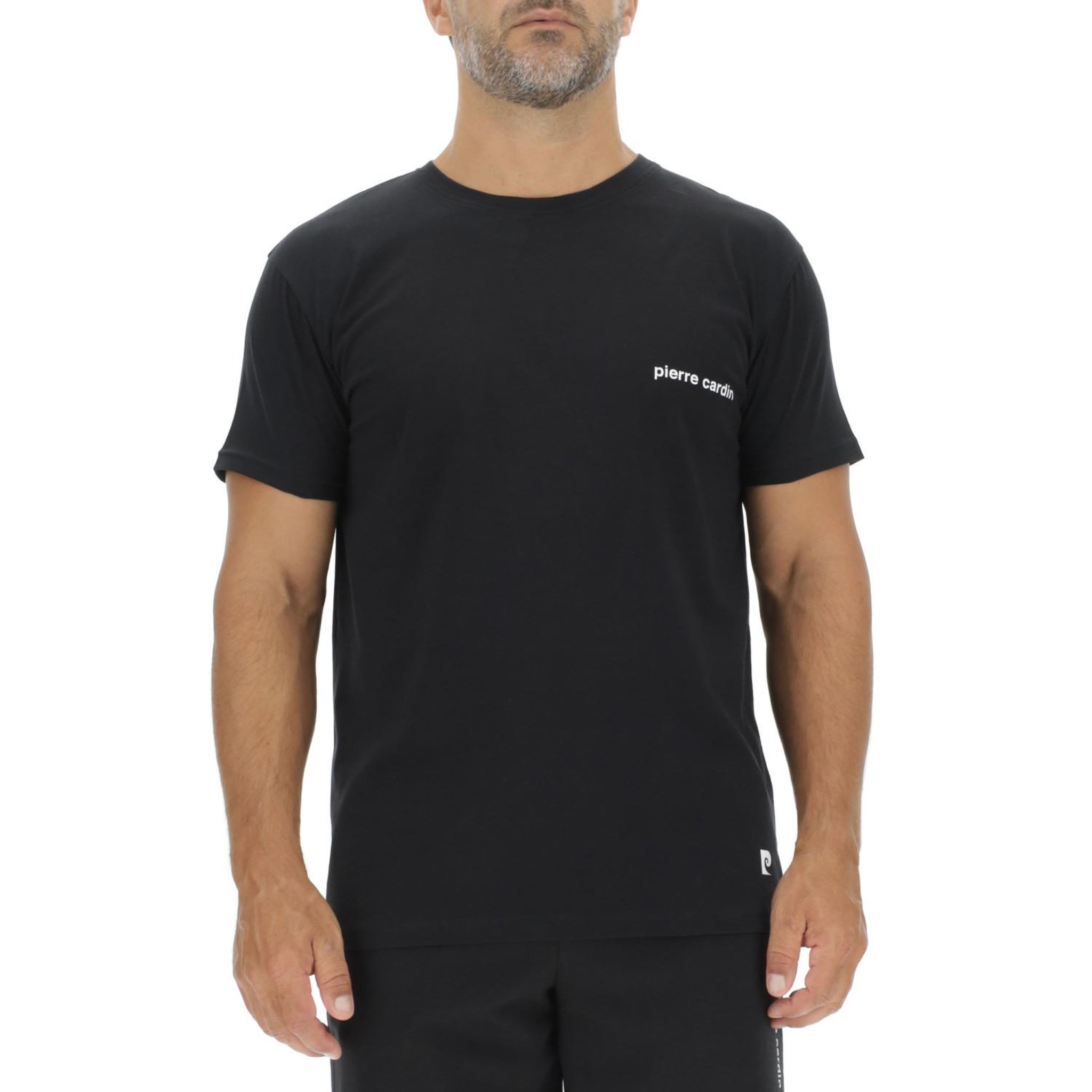 Voir la diapositive 3 : PIERRE CARDIN Lot de 3 t-shirts homme en coton uni col rond imprimé poitrine