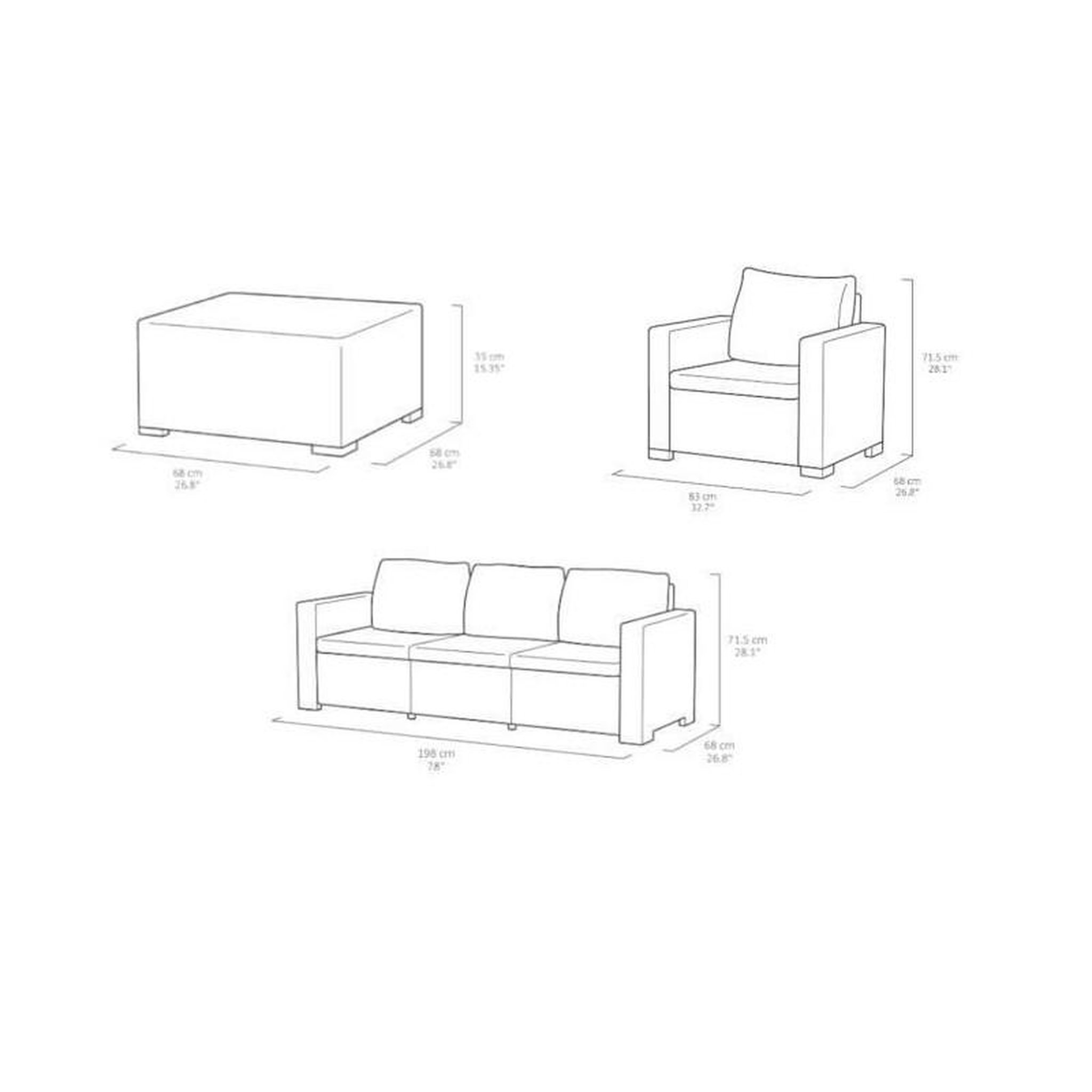 Voir la diapositive 5 : ALLIBERT by KETER Salon de jardin en imitation resine tressee ALLIBERT avec table basse  - 5 personnes - California - Beige