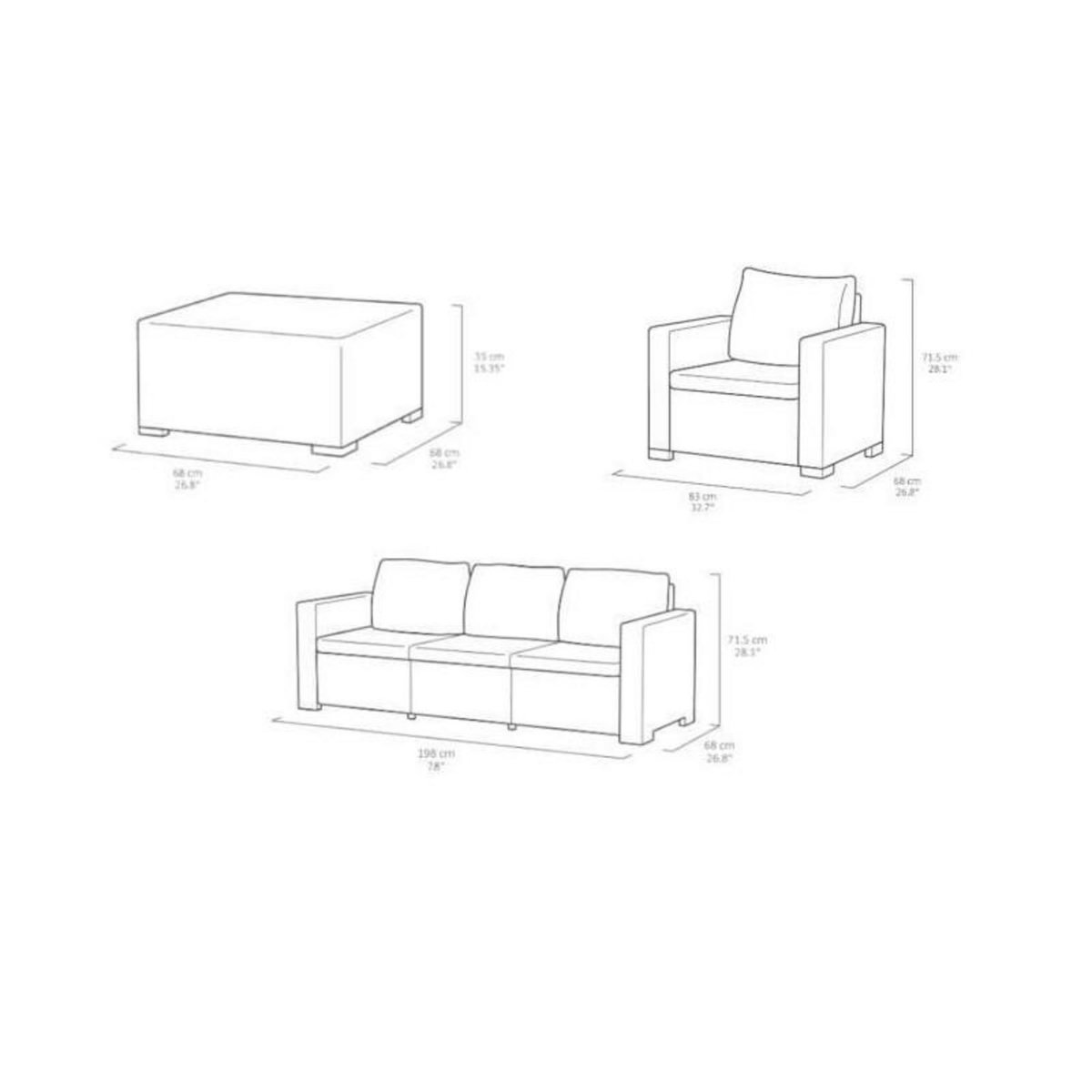 ALLIBERT by KETER Salon de jardin en imitation resine tressee ALLIBERT avec table basse  - 5 personnes - California - Beige