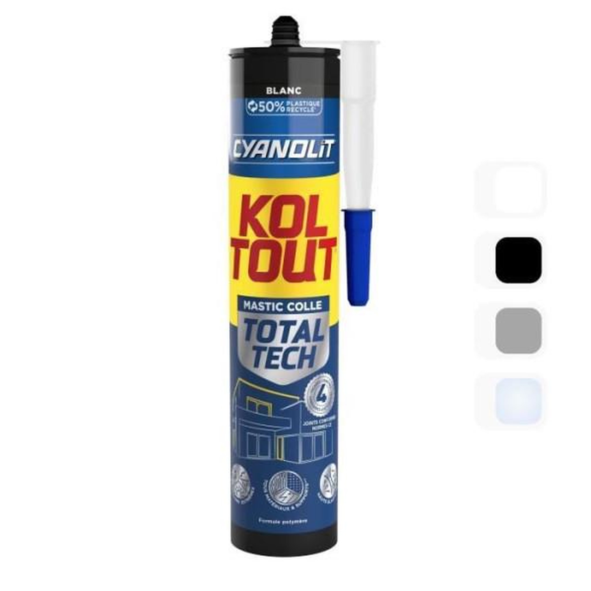 CYANOLIT Colle de fixation et d'étanchéité - CYANOLIT - Total tech - Blanc - Cartouche 290 ml - Multi-matériaux - Étanche et flexibl