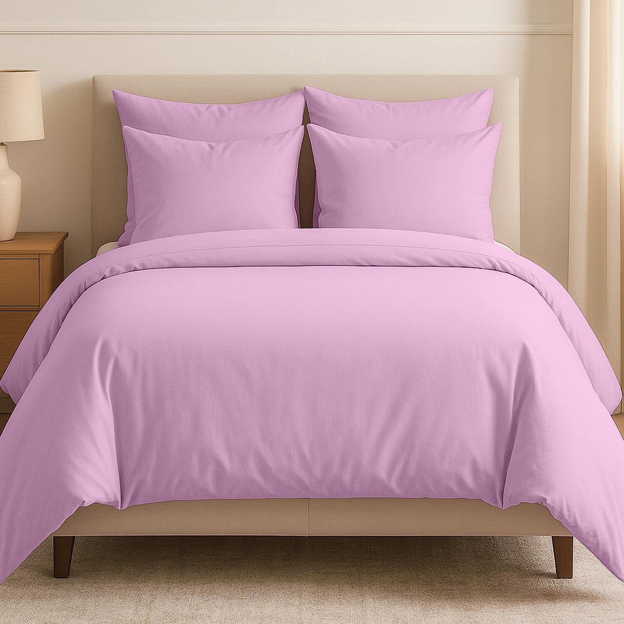 Voir la diapositive 1 : Les Ateliers du Linge Housse de couette 220x240 coton 57 fils rose