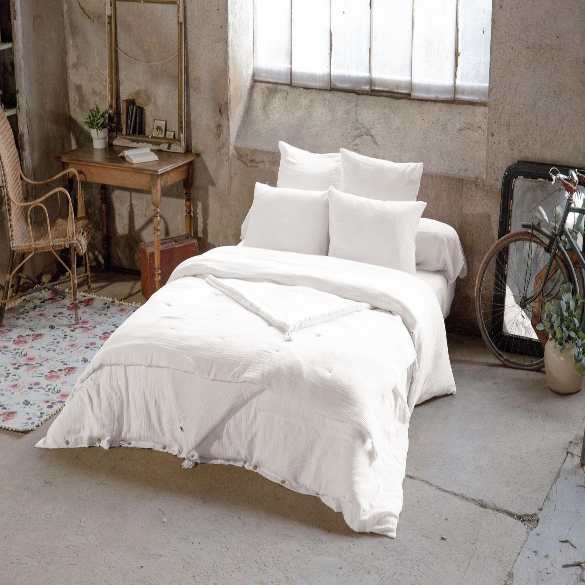 Voir la diapositive 2 : Home collection Taie d'oreiller 100% gaze de coton