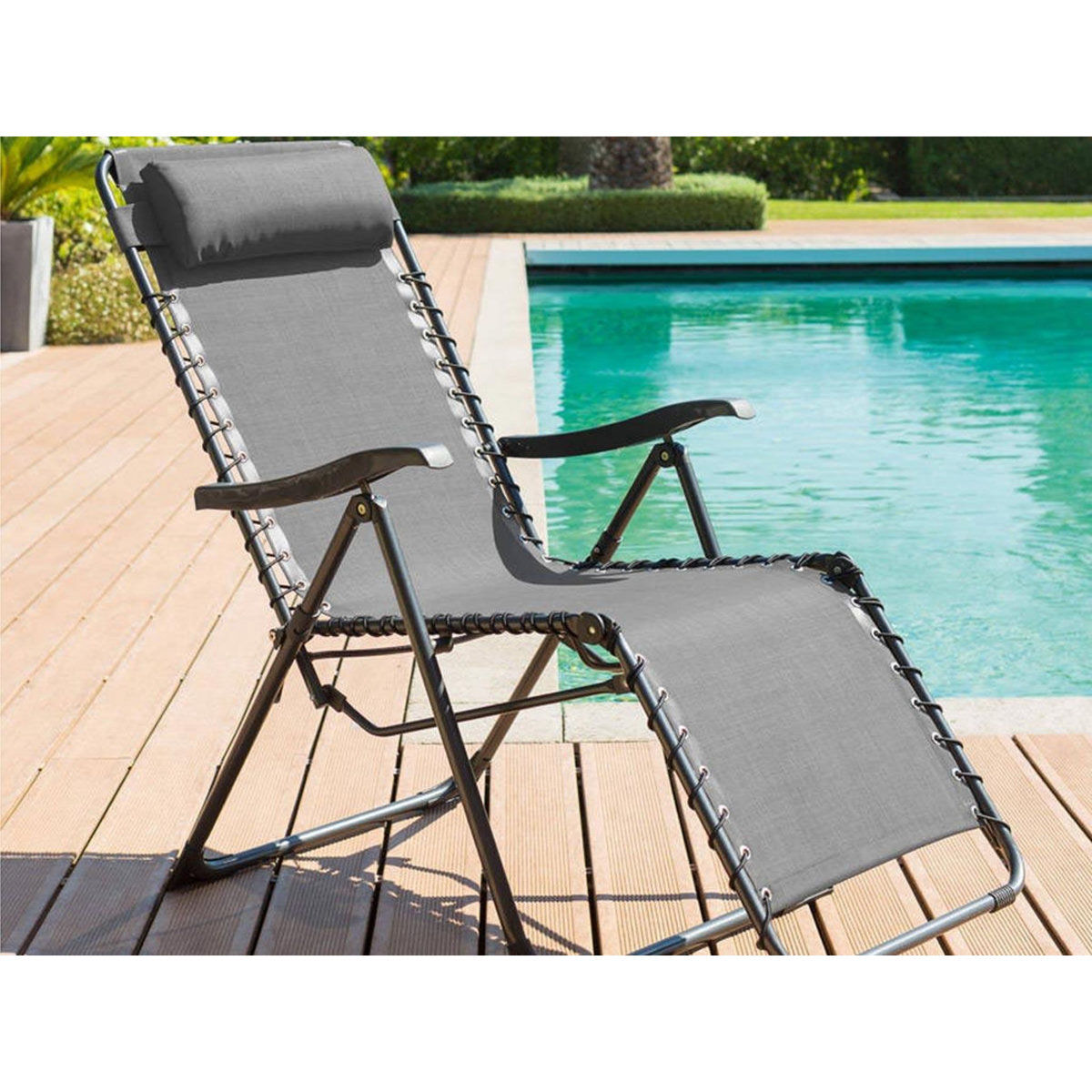 HESPERIDE Fauteuil de jardin relax SILOS Gris anthracite - Hespéride