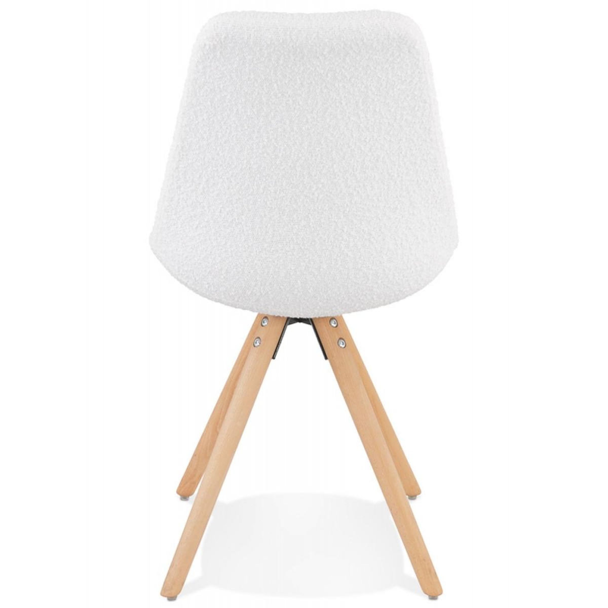 Paris Prix Chaise Design en Tissu Bouclé  Alisa  82cm Blanc & Naturel