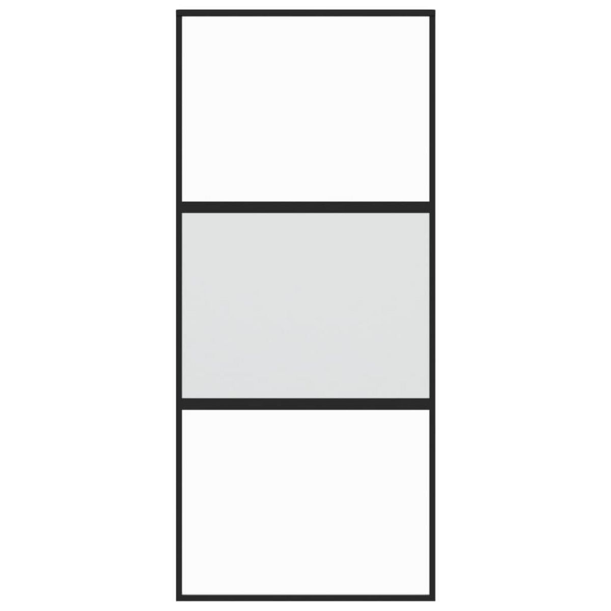 VIDAXL Porte coulissante noir 90x205 cm verre trempe aluminium