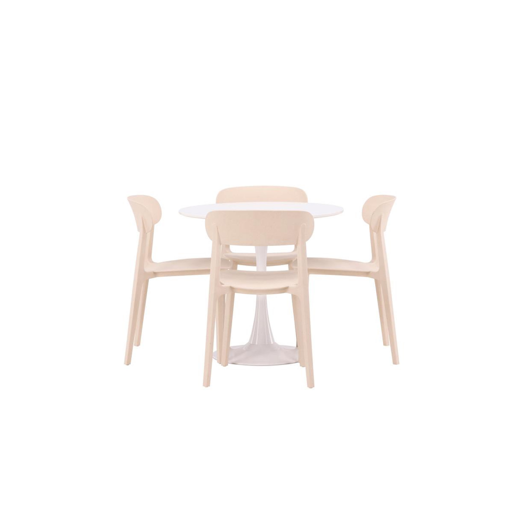 Voir la diapositive 2 : Paris Prix Ensemble table à manger & 4 chaises  hamden & astol  80cm blanc & beige
