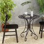 Voir la diapositive 4 : OUTSUNNY Table de jardin ronde 2 places style fer forgé dia. 85 cm métal brun