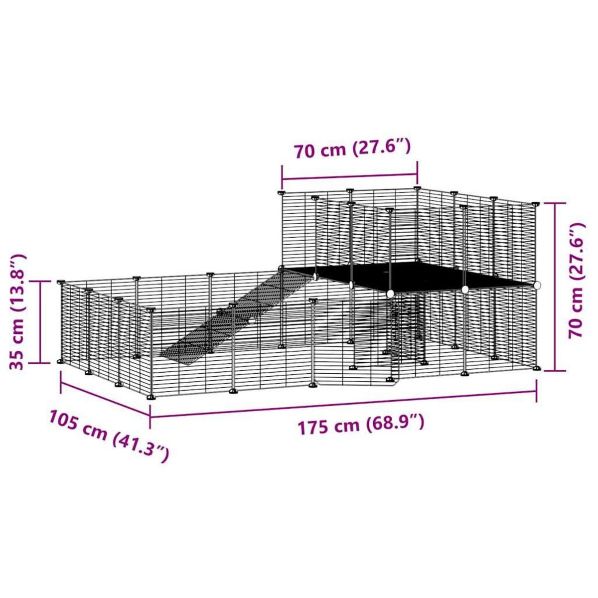 VIDAXL Cage animaux de compagnie a 36 panneaux et porte Noir 35x35 cm