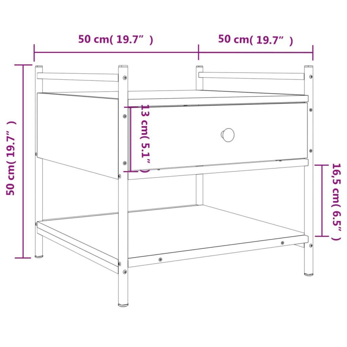 VIDAXL Table basse sonoma gris 50x50x50 cm bois d'ingenierie