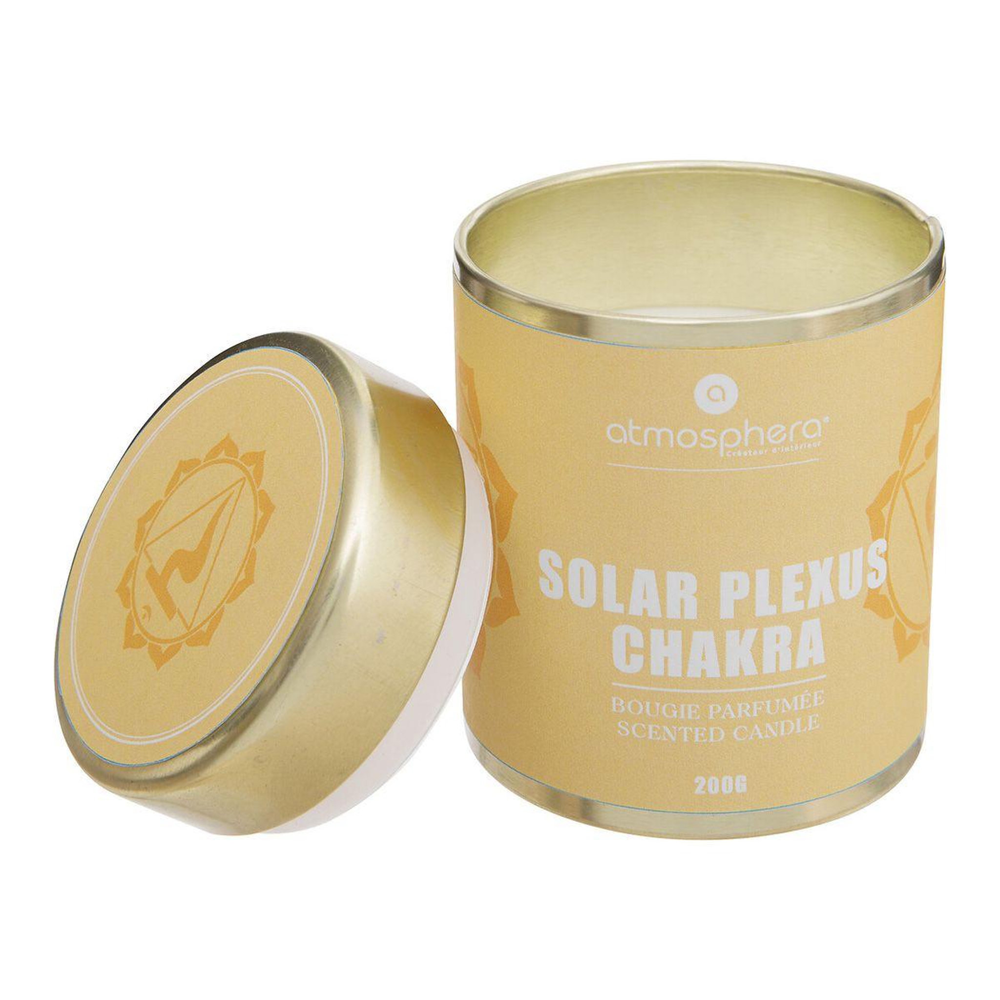 Voir la diapositive 2 : ATMOSPHERA Bougie parfumée  chakra  200g jaune plexus solaire