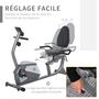 Voir la diapositive 5 : HOMCOM Vélo d'appartement semi-allongé magnétique écran LCD multifonction siège résistance réglable volant inertie 3 Kg gris