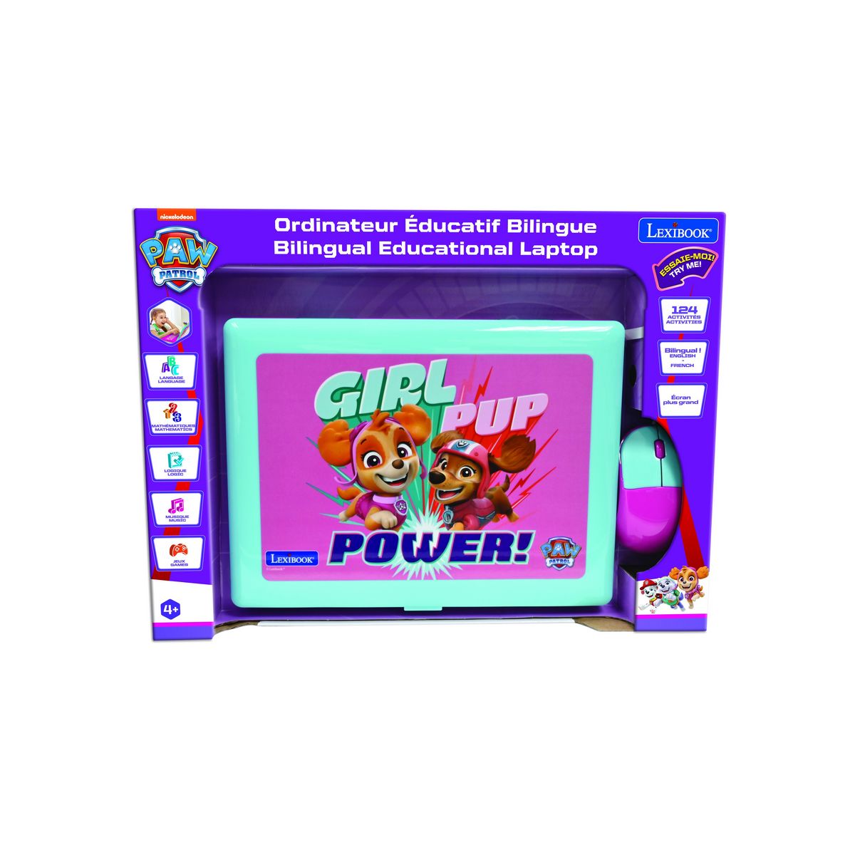 Lexibook Ordinateur portable éducatif bilingue La Pat Patrouille Girly (FR/EN)