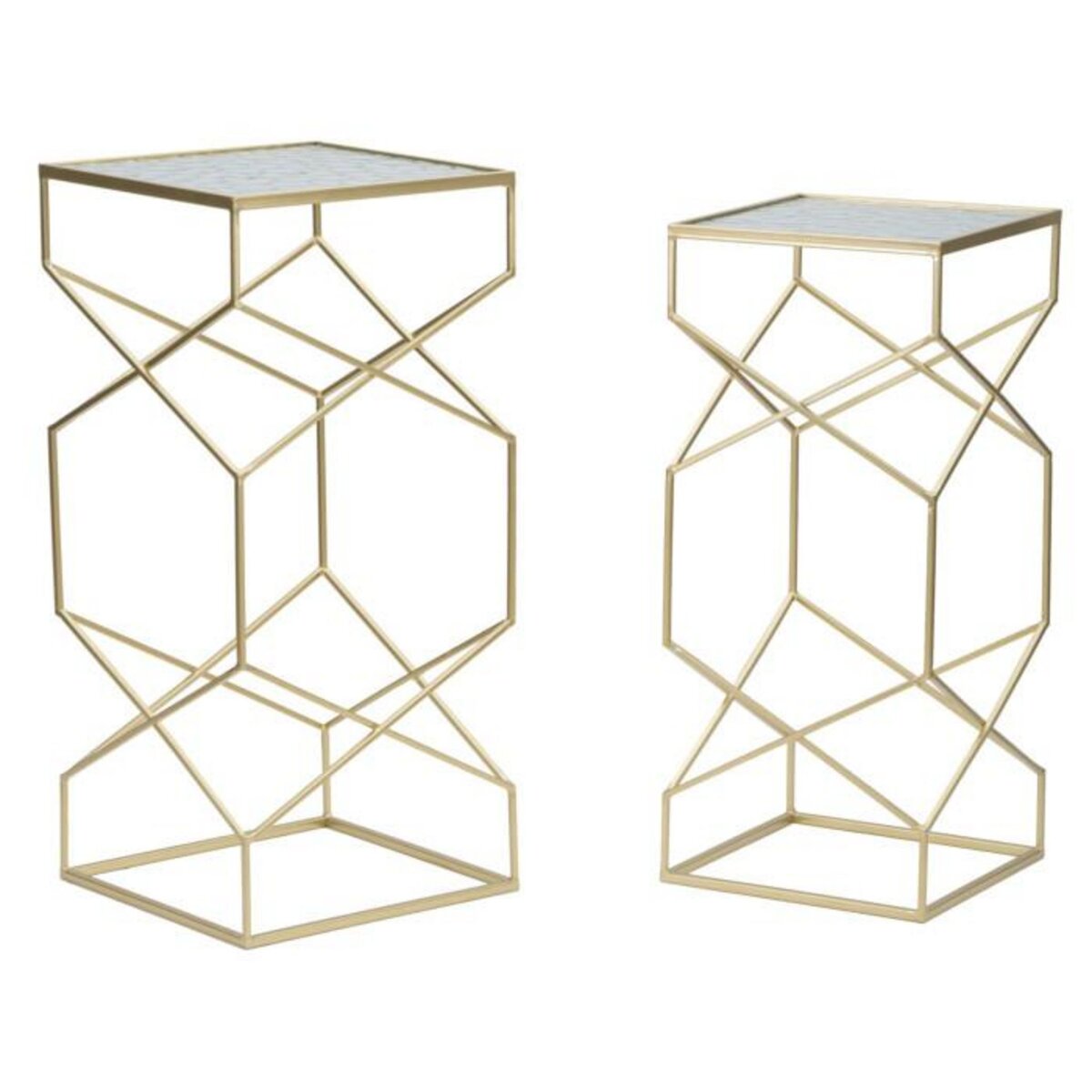 Paris Prix Lot de 2 Tables d'Appoint Design  Glassy  68cm Or