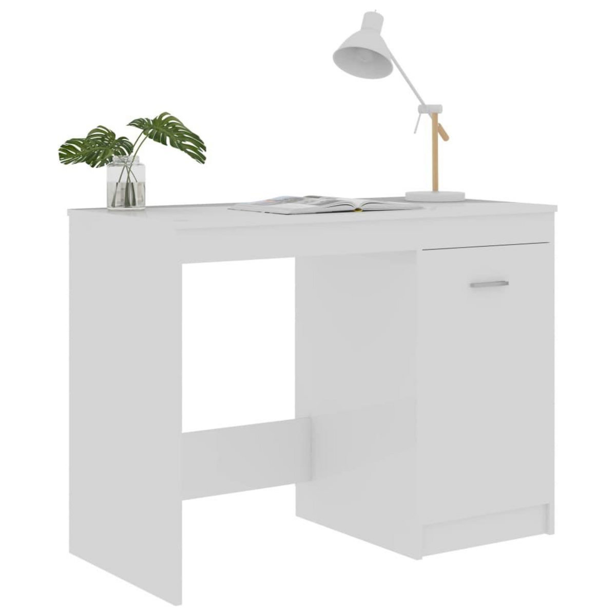 VIDAXL Bureau Blanc brillant 100x50x76 cm Bois d'ingenierie
