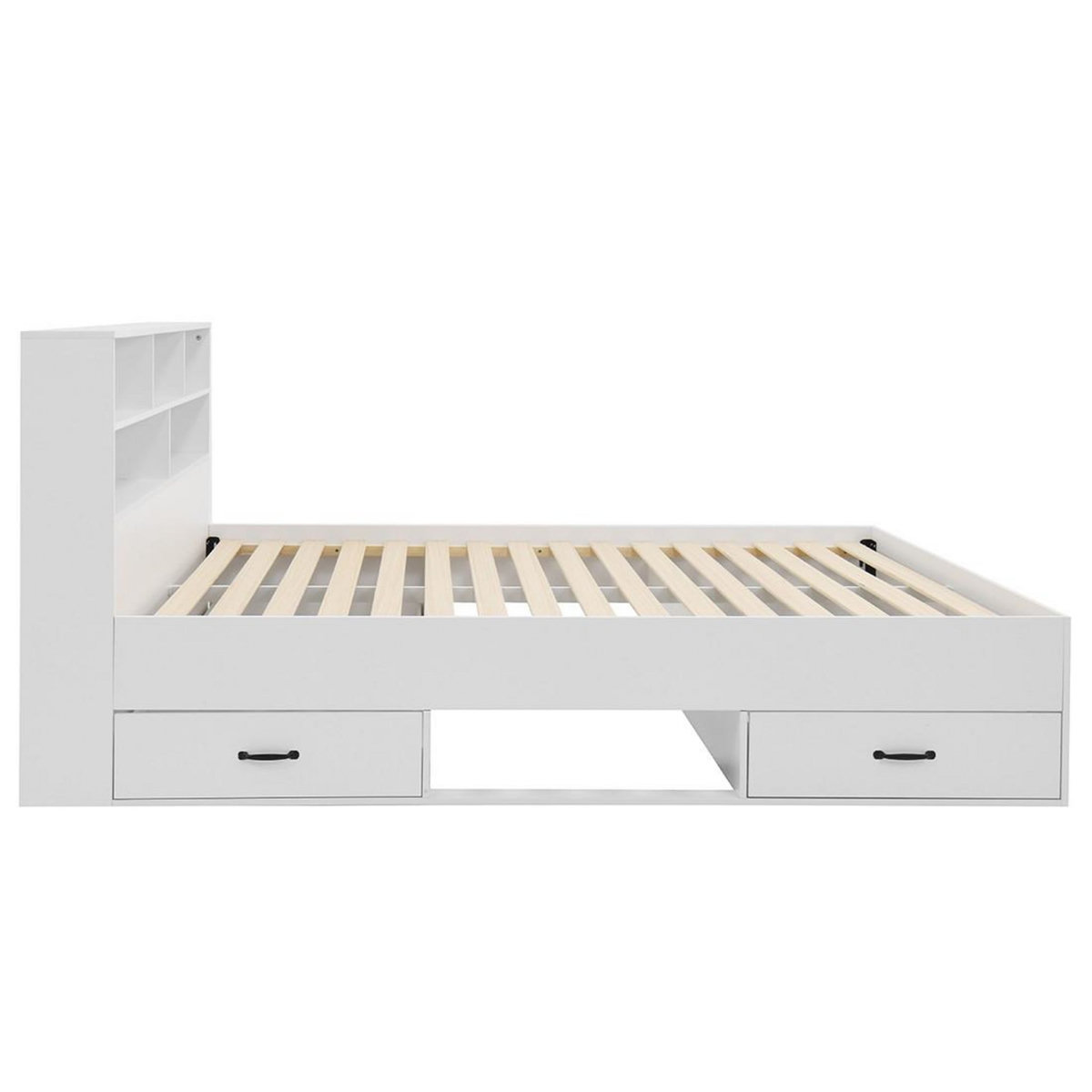 BEST MOBILIER Andrea - lit avec rangements - 140x190 cm - sommier inclus - bois
