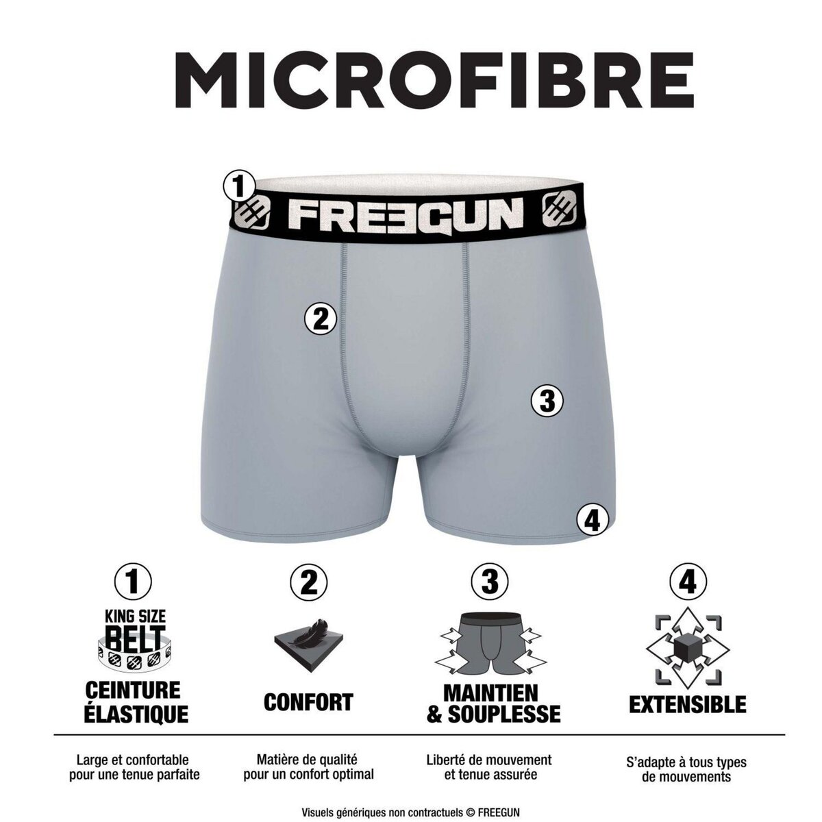 FREEGUN Lot de 3 boxers enfant Sport