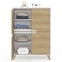 Voir la diapositive 6 : ID MARKET Meuble de rangement 4 portes HELSINKI scandinave blanc et bois
