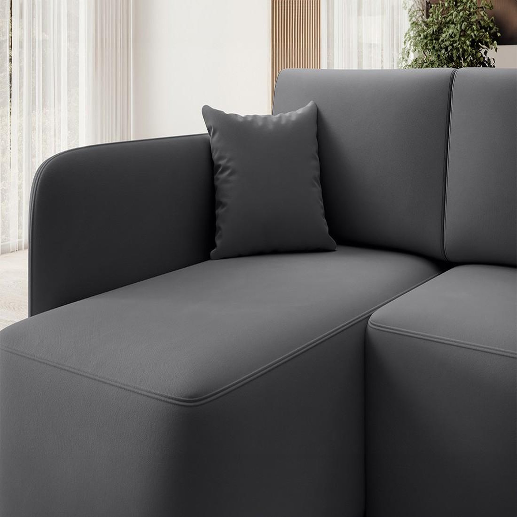 Voir la diapositive 4 : BEST MOBILIER Suzie - canapé d'angle gauche 4 places convertible avec coffre en velours