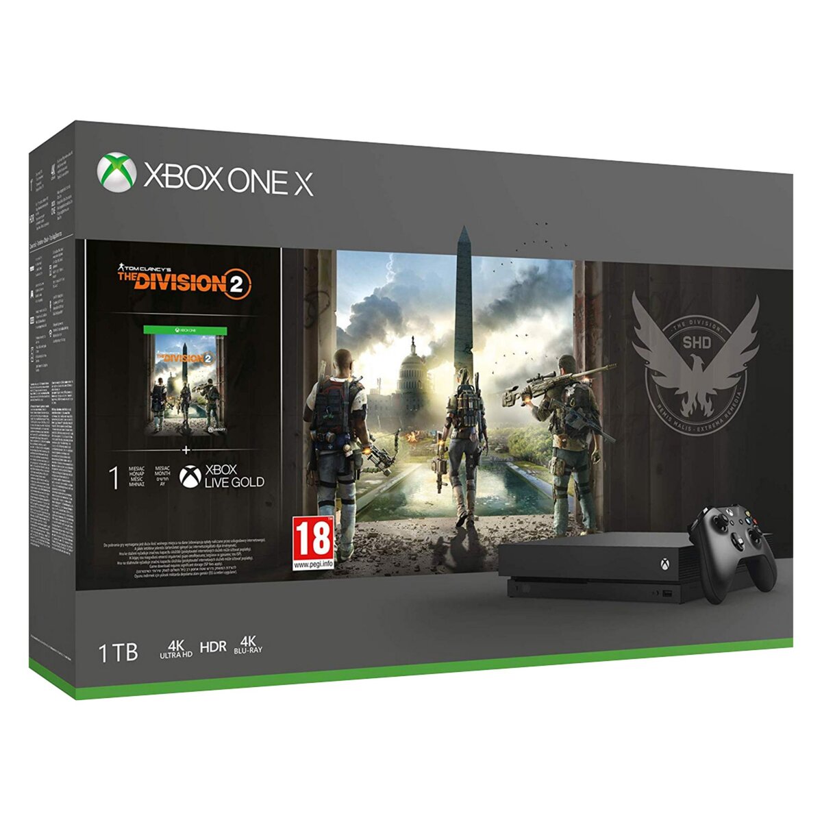 MICROSOFT Console Xbox One X 1To The Division 2 1 mois Xbox Live