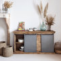 Voir la diapositive 5 : Rendez vous déco Buffet en bois 3 tiroirs 2 portes coulissantes en métal-Tabuk