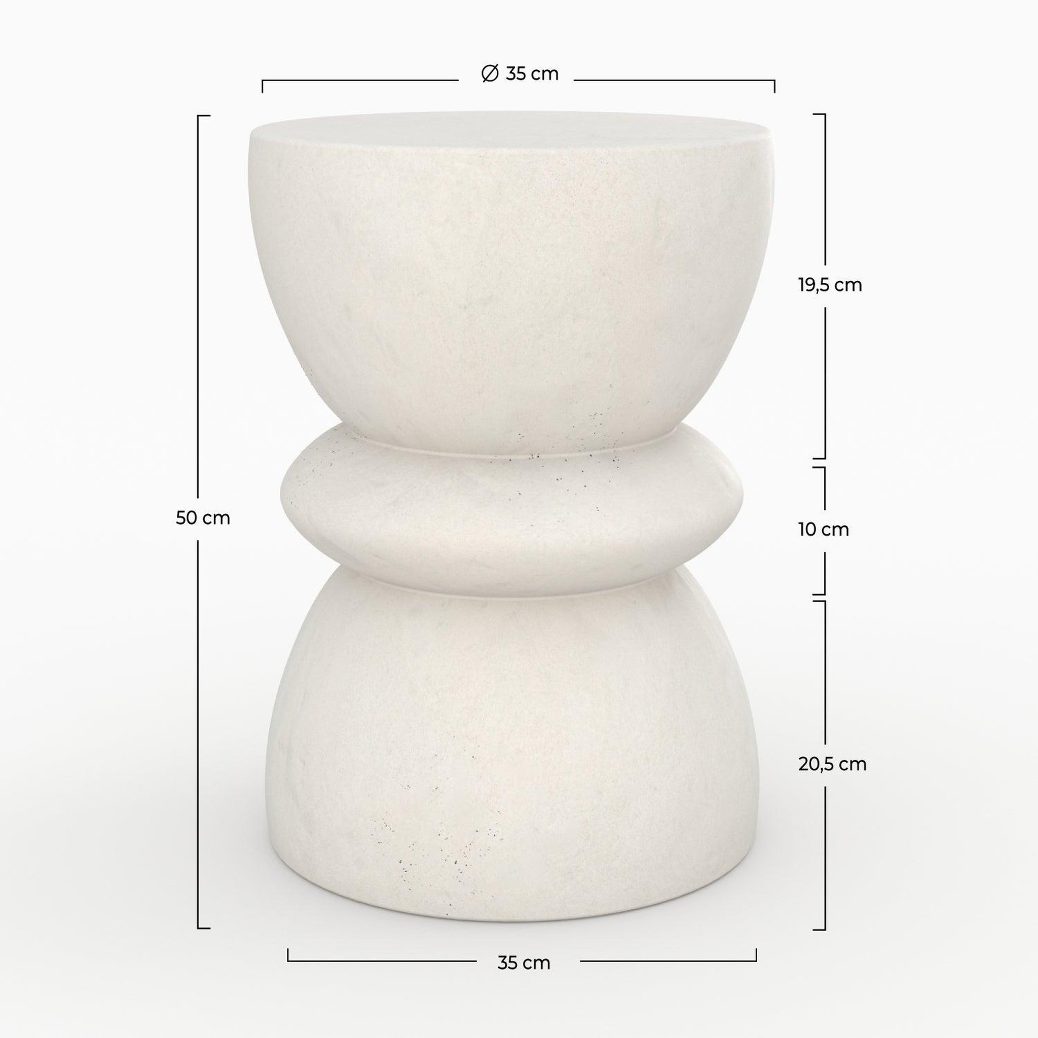 Voir la diapositive 4 : MAISON PAVANE Table d'appoint ronde blanche en fibre d'argile effet béton d35 cm-maupiti