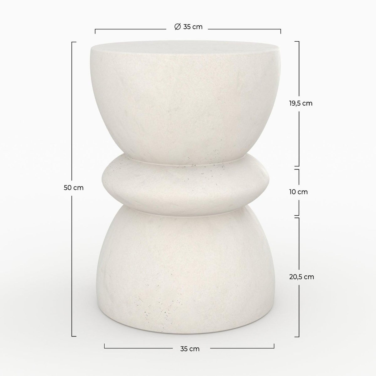 Rendez vous déco Table d'appoint ronde blanche en fibre d'argile effet béton D35 cm-Maupiti