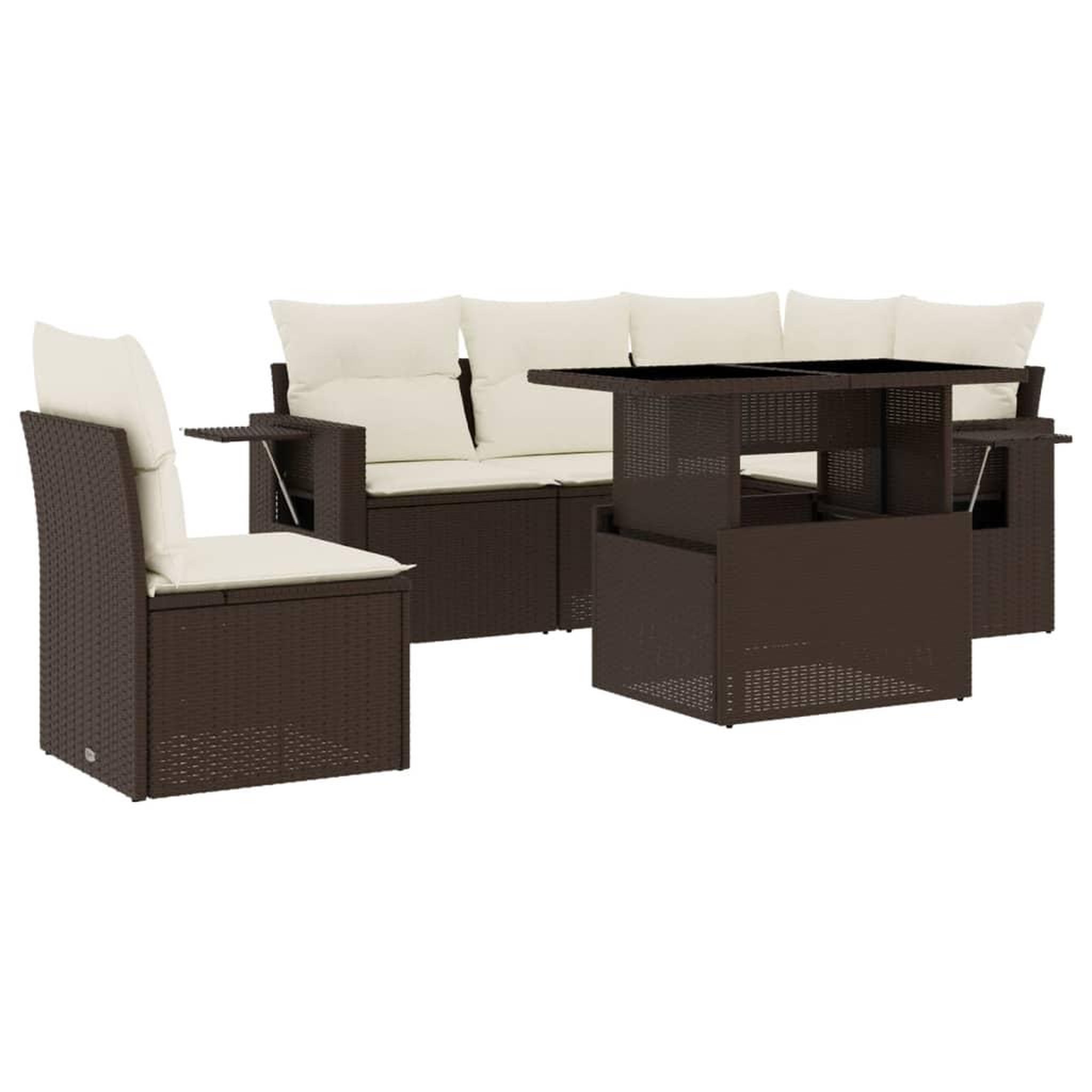 Voir la diapositive 2 : VIDAXL Salon de jardin avec coussins 6 pcs marron resine tressee