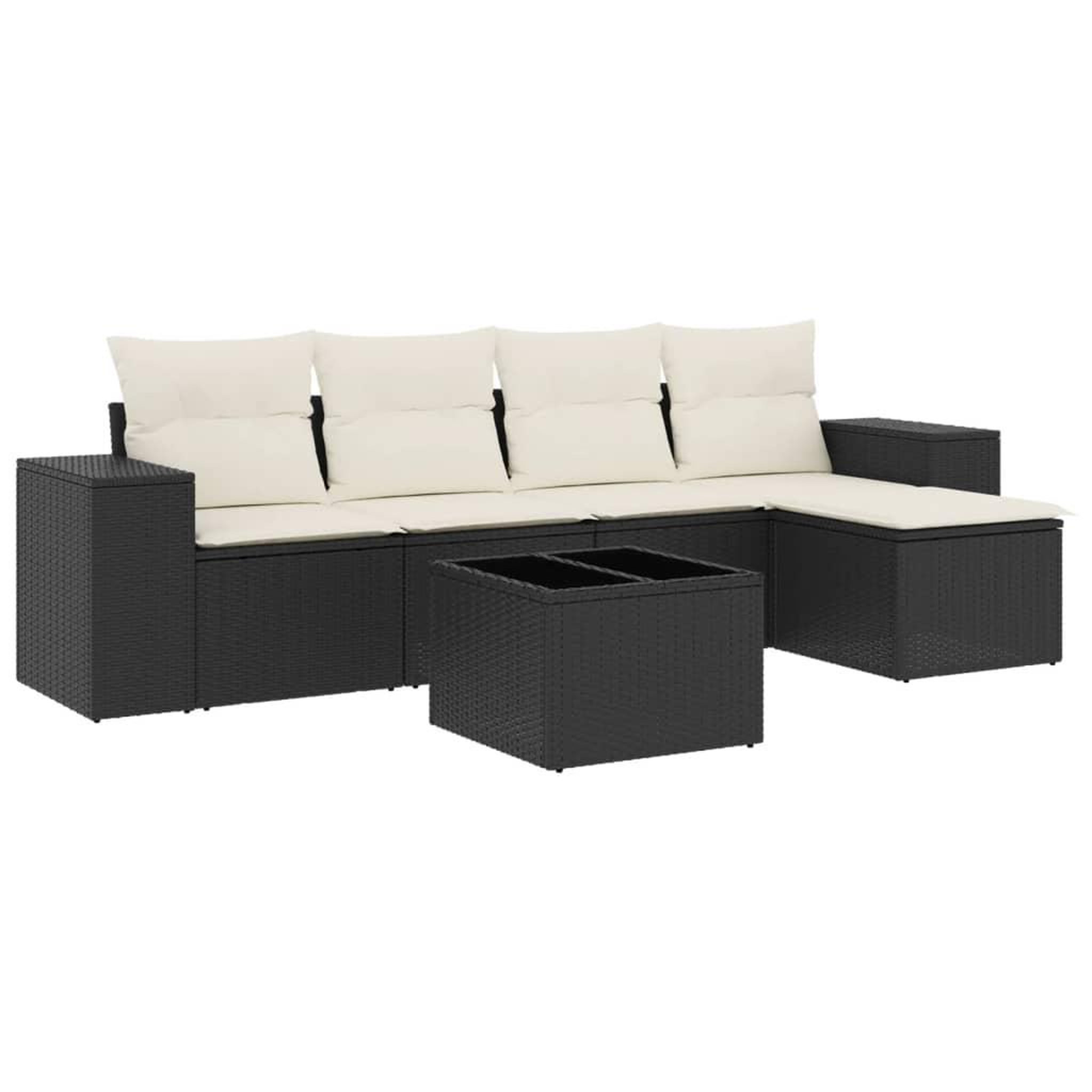Voir la diapositive 2 : VIDAXL Salon de jardin 6 pcs avec coussins noir resine tressee