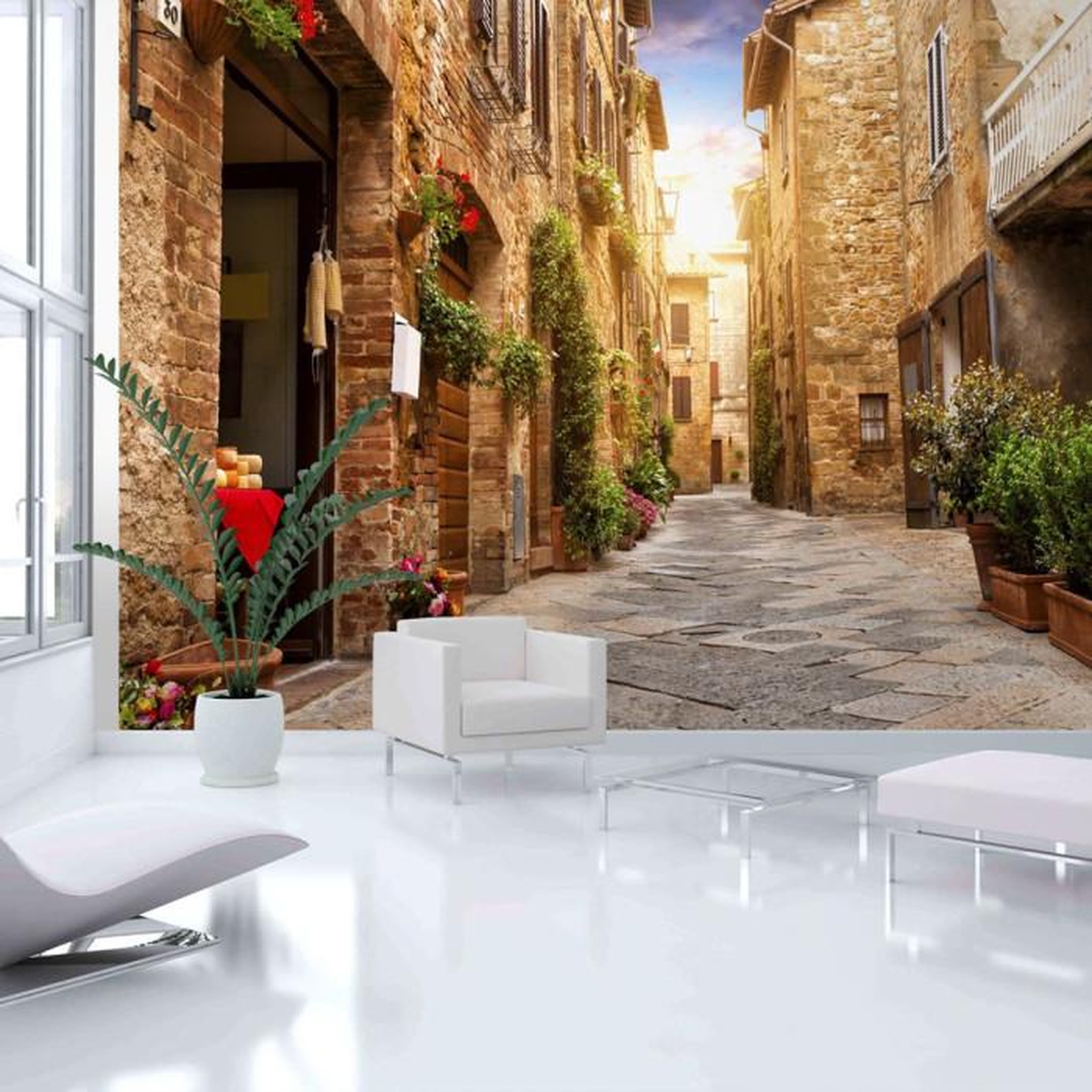 Paris Prix Papier Peint  Colourful Street in Tuscany. Coloris disponibles : Multicolore