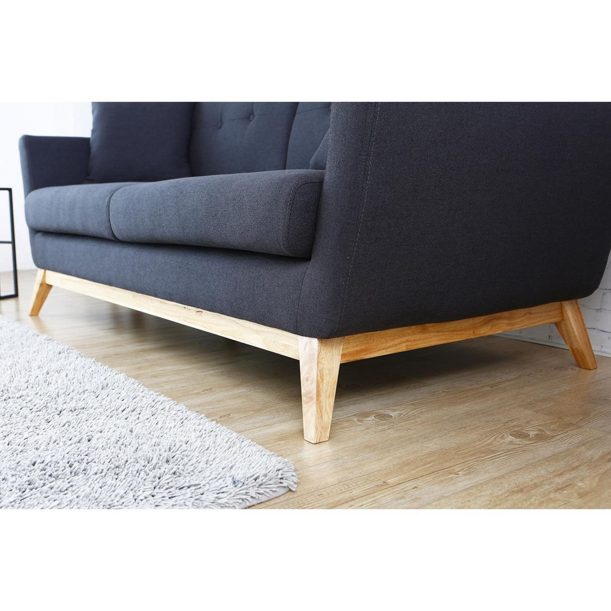 CONCEPT USINE Canapé scandinave 3 places en tissu gris anthracite HOGA