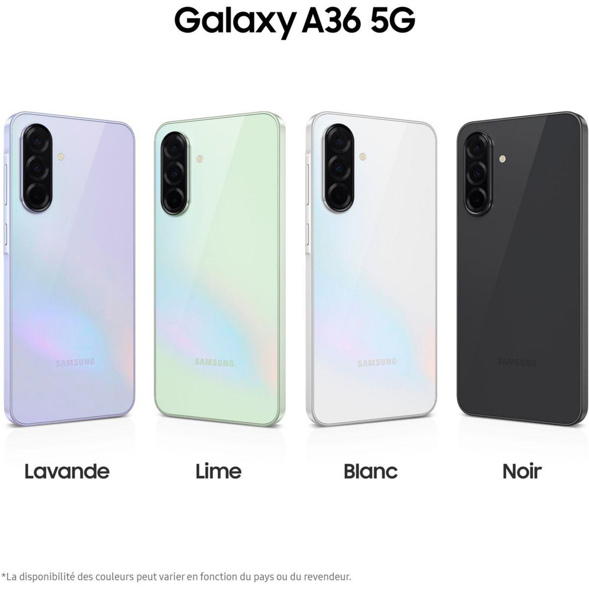 Voir la diapositive 3 : Samsung Smartphone Pack A36 Noir 128Go 5G + Coque silicone
