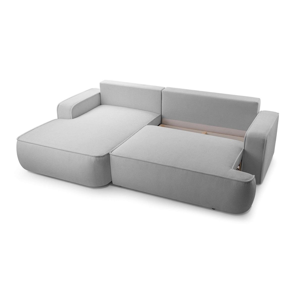 BEST MOBILIER Nessino - canapé d'angle gauche 4 places - convertible avec coffre - en tissu texturé