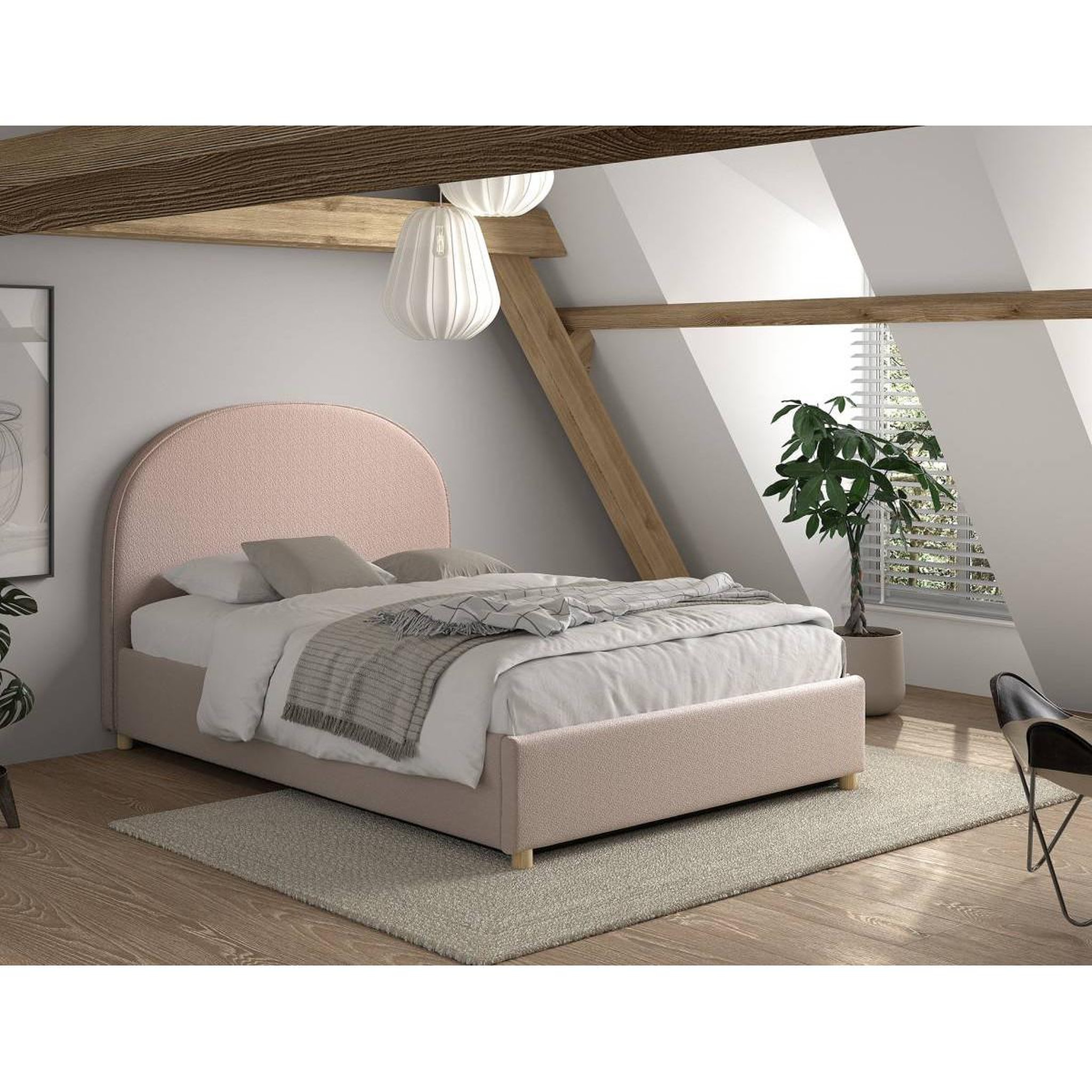 Voir la diapositive 6 : Paris Prix Lit coffre adulte  moon  140x200cm rose