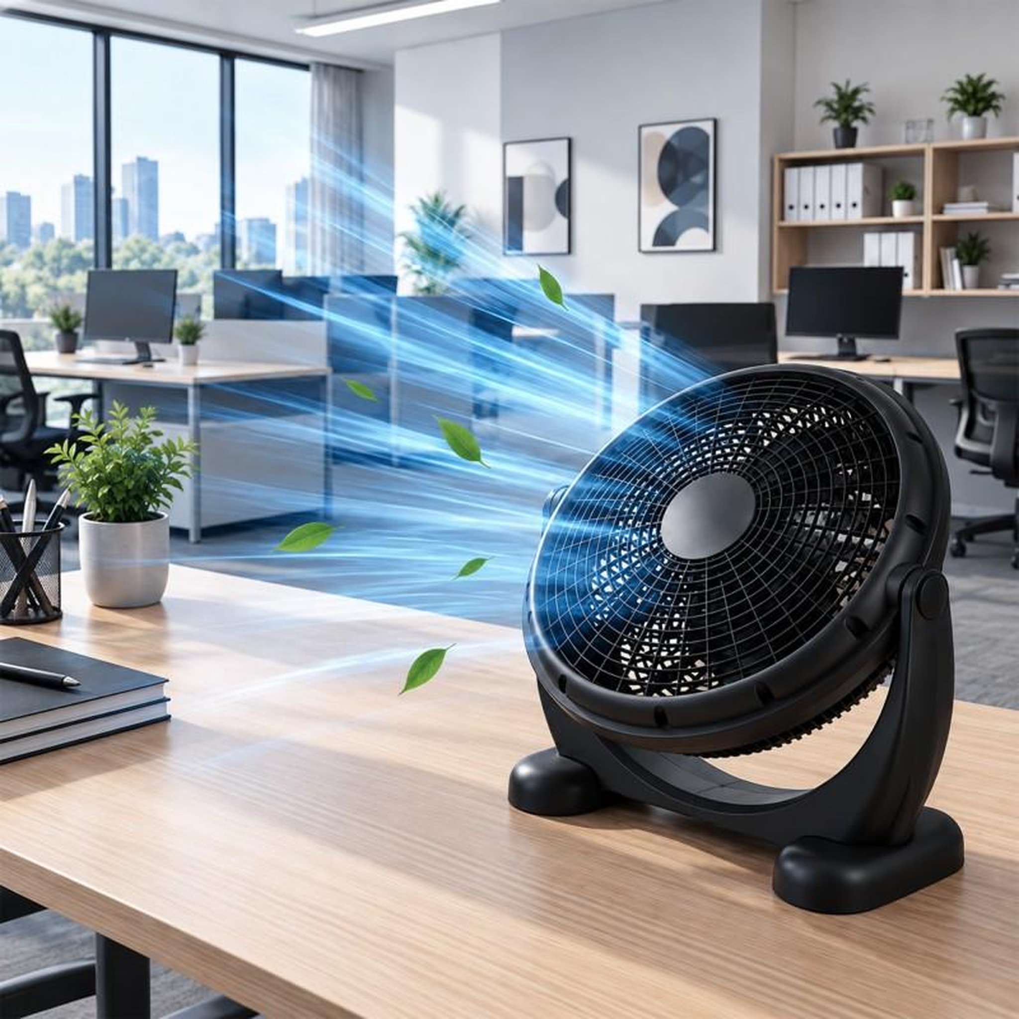 Voir la diapositive 3 : Ventilateur De Sol Et Table Rond Inclinable 36 Cm – Noir 50w