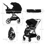 Voir la diapositive 6 : KINDERKRAFT Poussette 2 en 1 avec nacelle YOXI, roues anti-crevaison et accessoires