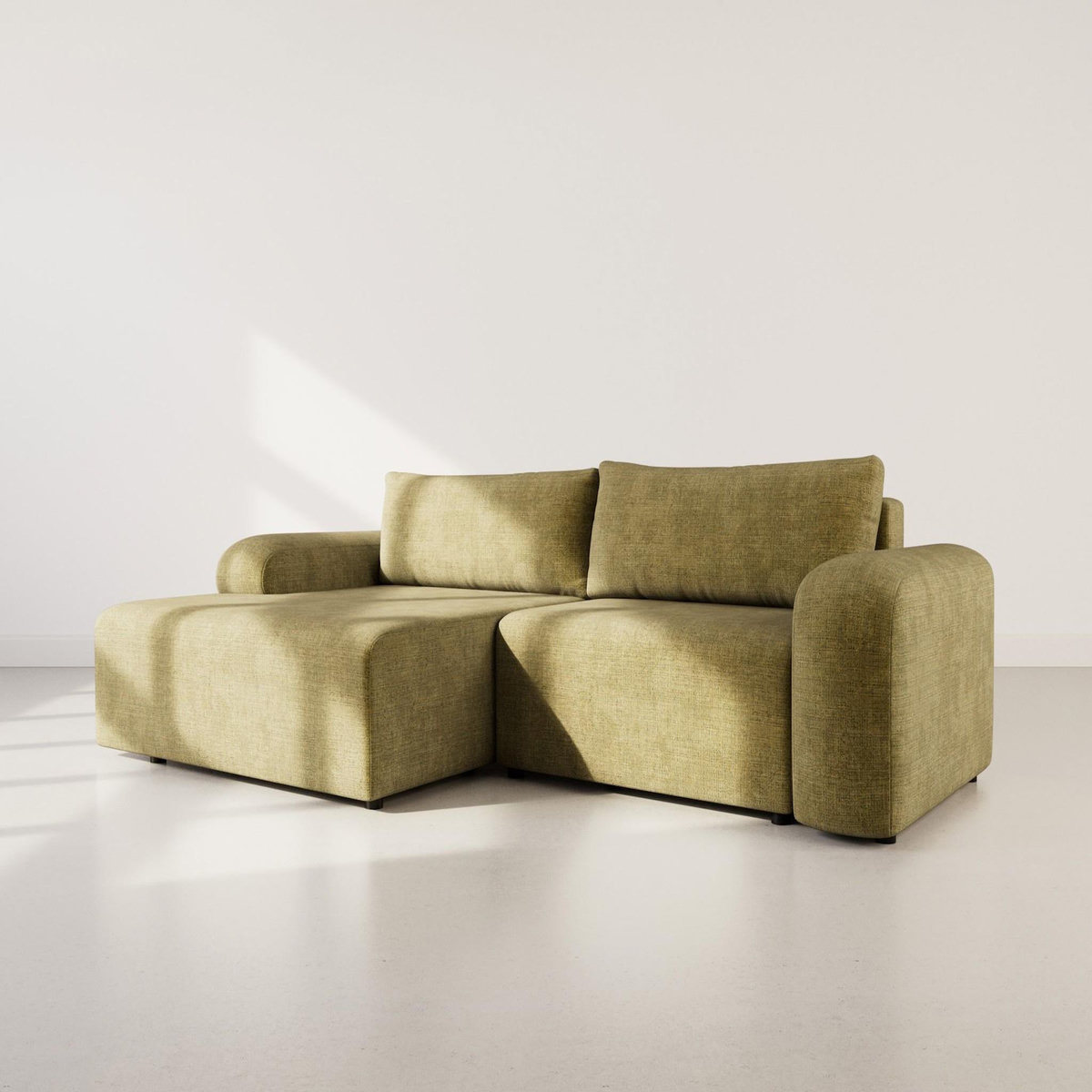 BEST MOBILIER Rebecca - canapé d'angle gauche 4 places convertible avec coffre en velours texturé