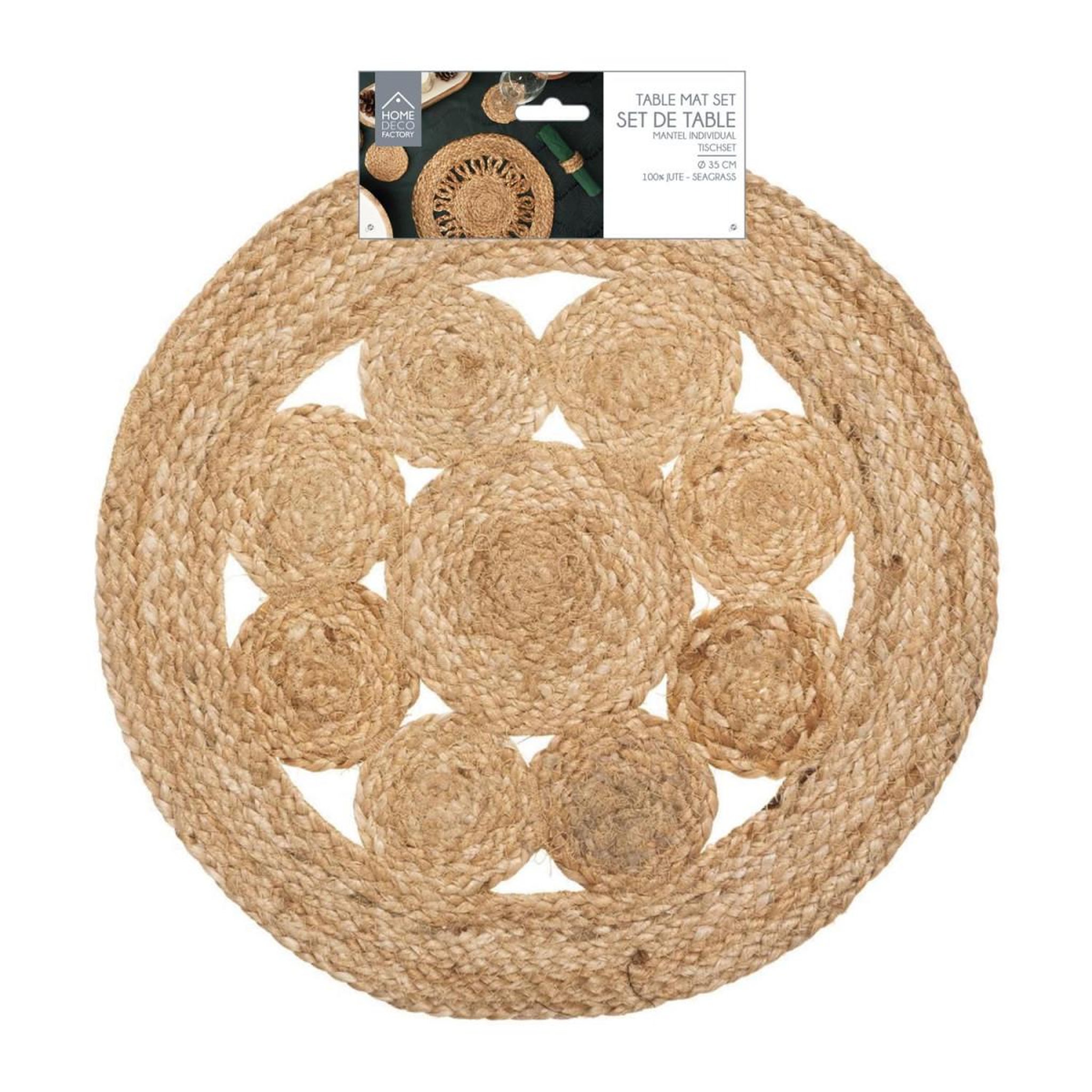 Voir la diapositive 3 : The Home Deco Factory Set de table rond déco  jute ajouré  35cm naturel
