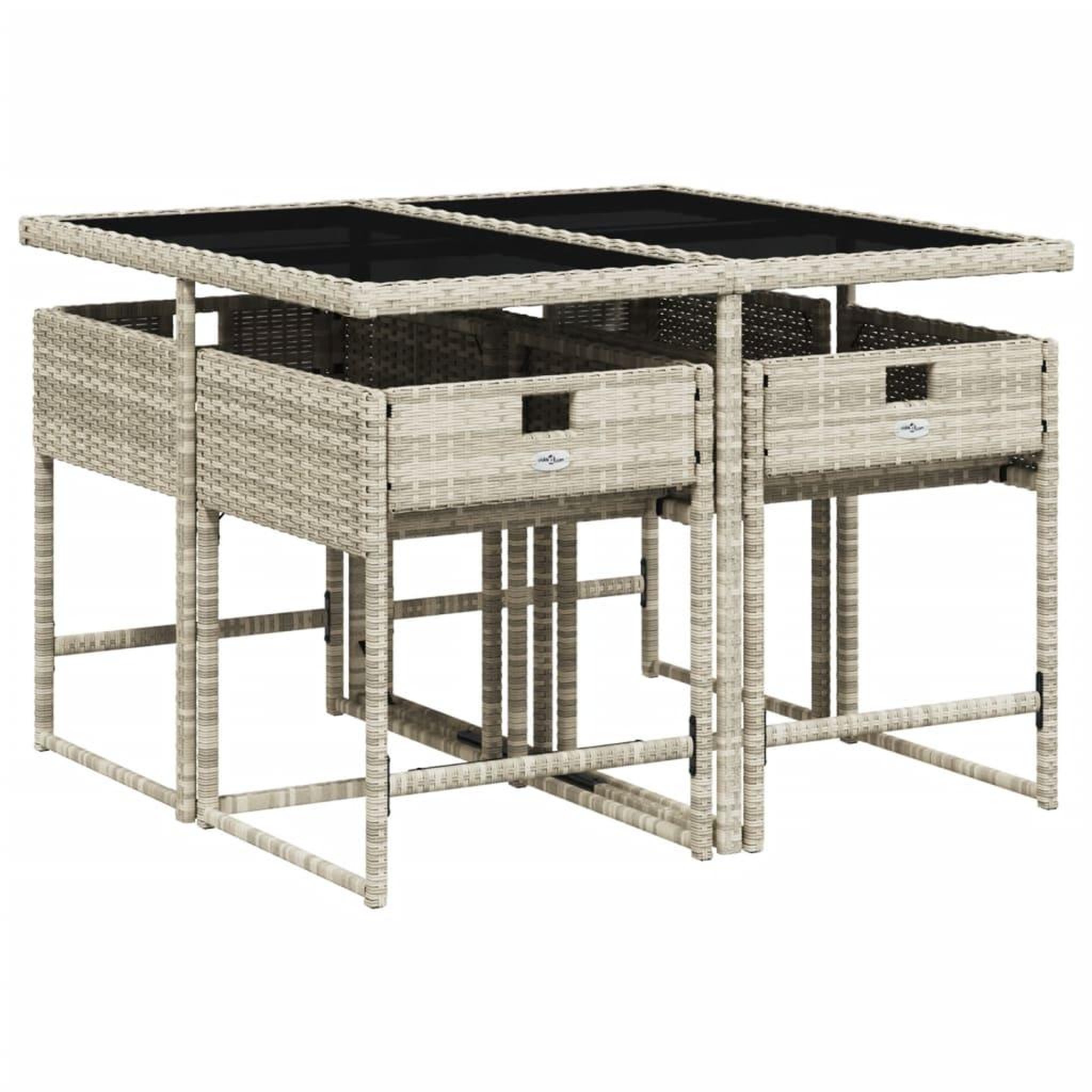 Voir la diapositive 3 : VIDAXL Ensemble a manger de jardin et coussins 5 pcs gris clair rotin
