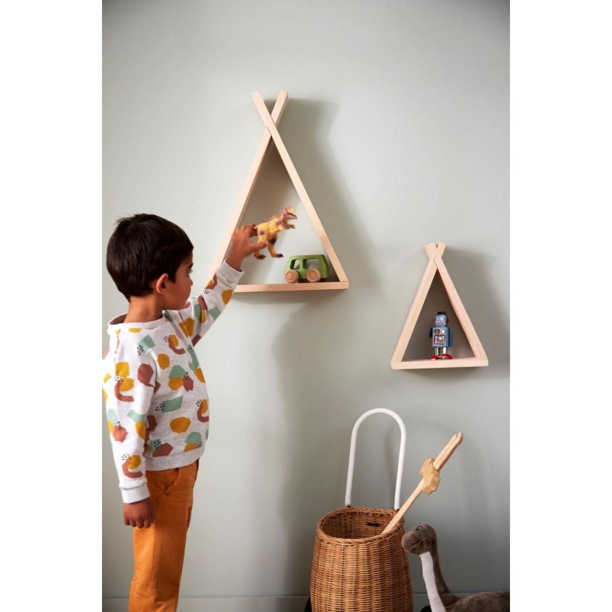 COMBELLE Lot de 2 étagères Tipi en Bois Brut - Mobilier Enfant Made in France
