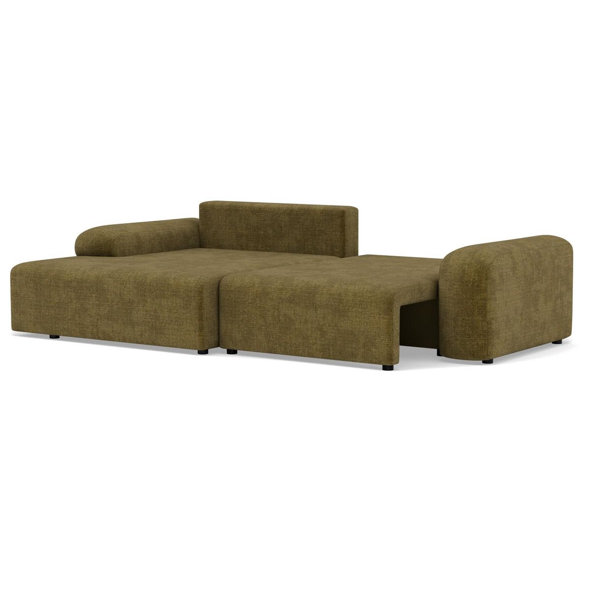 BEST MOBILIER Rebecca - canapé d'angle gauche 4 places convertible avec coffre en velours texturé