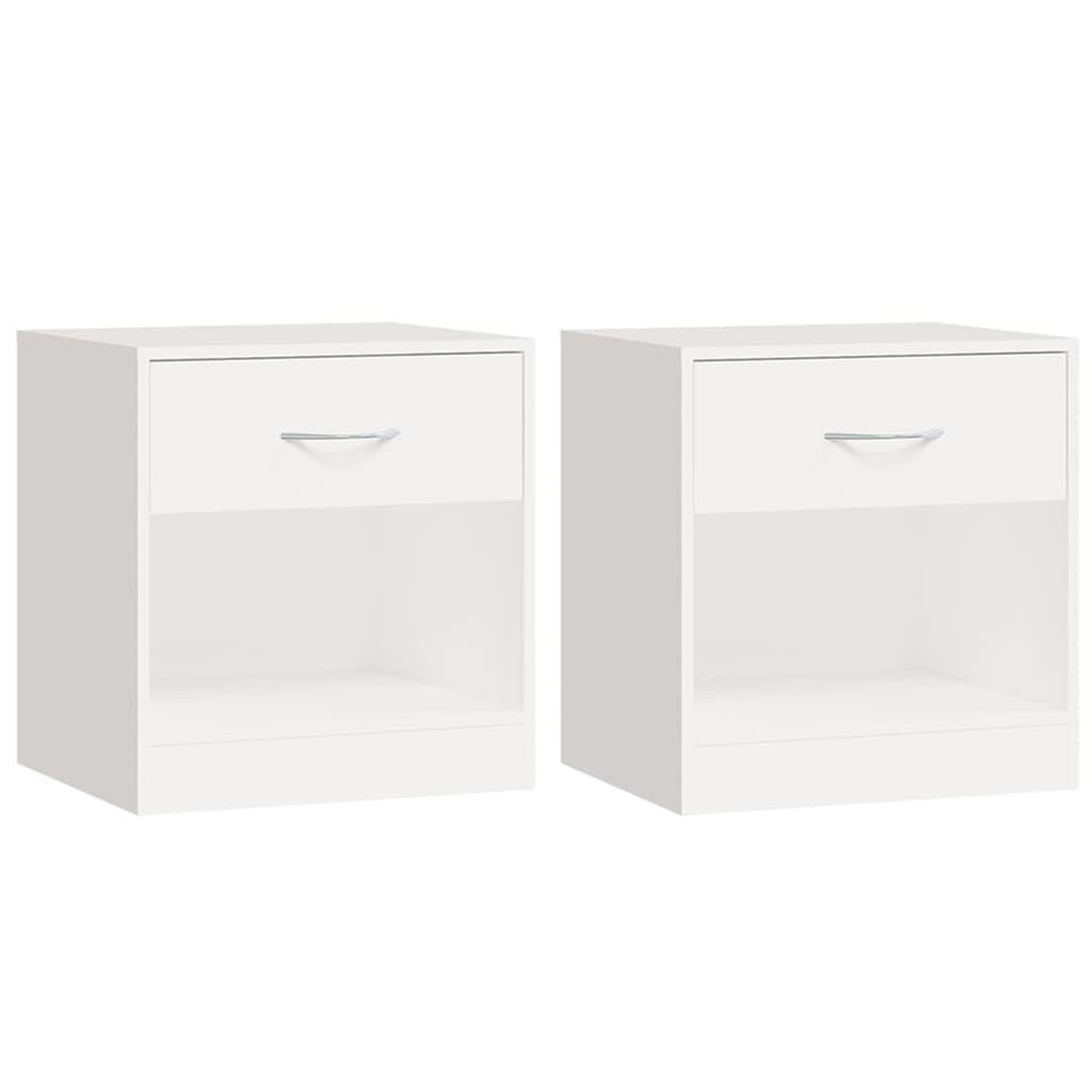 Voir la diapositive 2 : VIDAXL Table de chevet 2 pcs avec tiroir Blanc