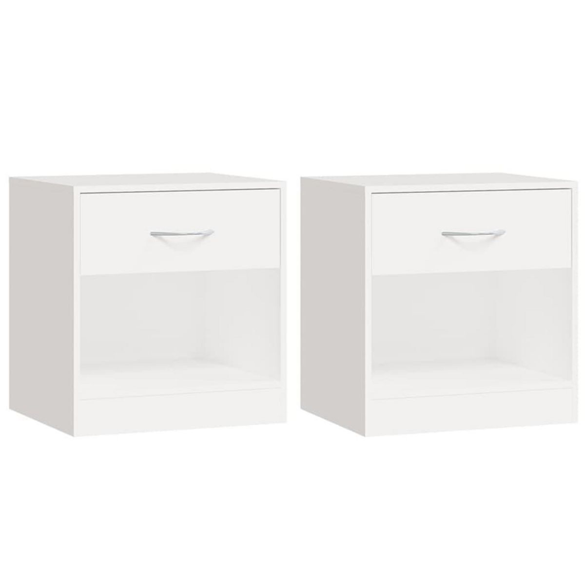 VIDAXL Table de chevet 2 pcs avec tiroir Blanc
