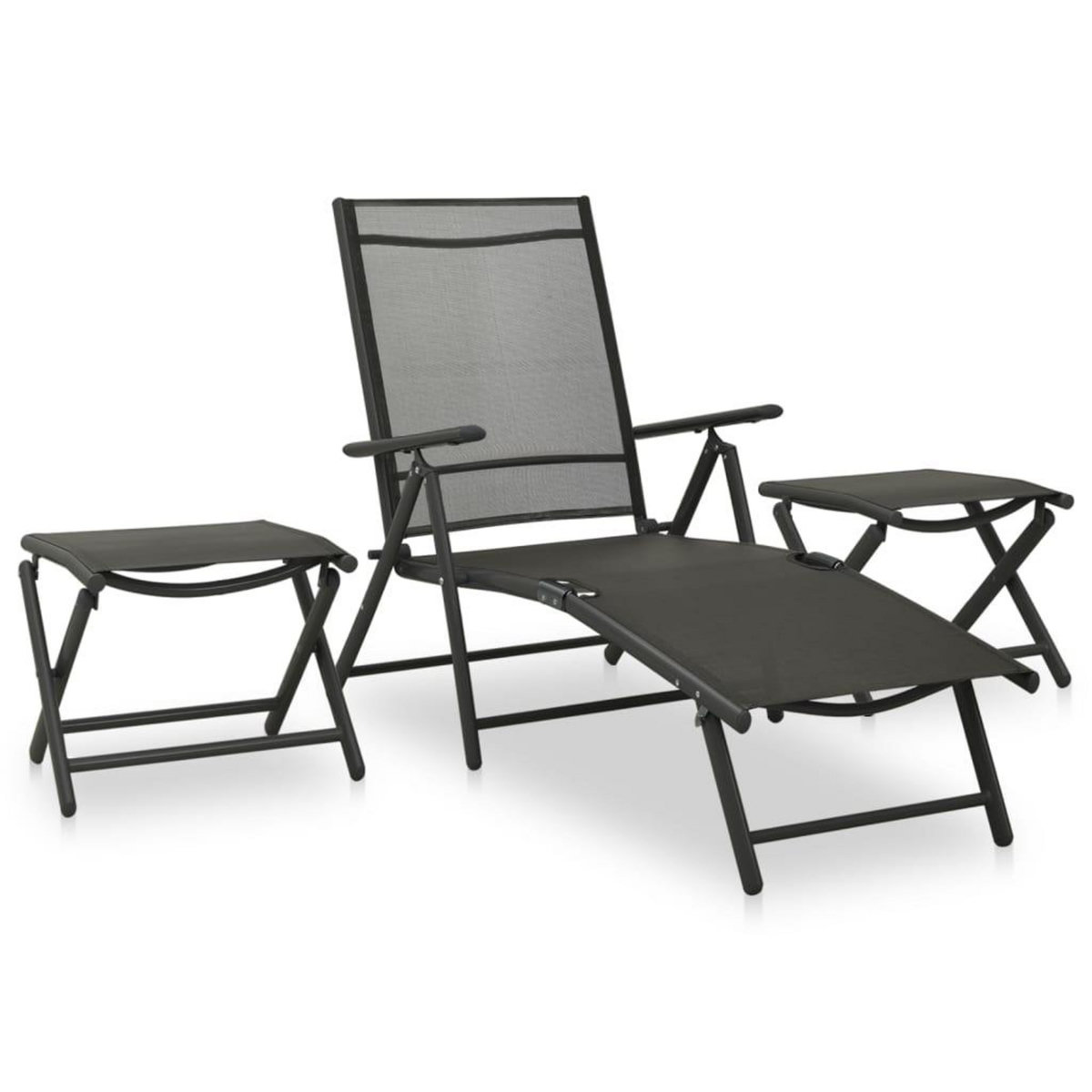 VIDAXL Salon de jardin 3 pcs textilene et aluminium noir