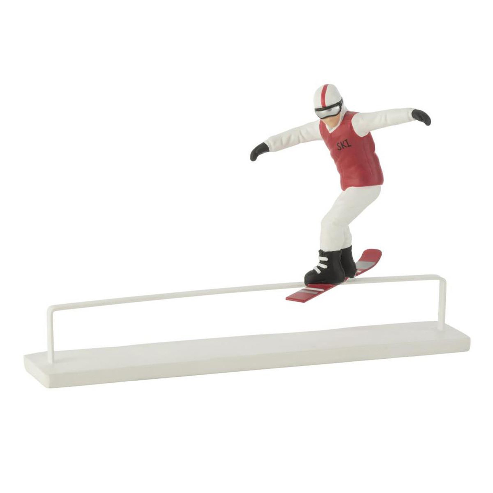 J-LINE Statuette Snowboarder  Obstacle  31cm Rouge & Blanc